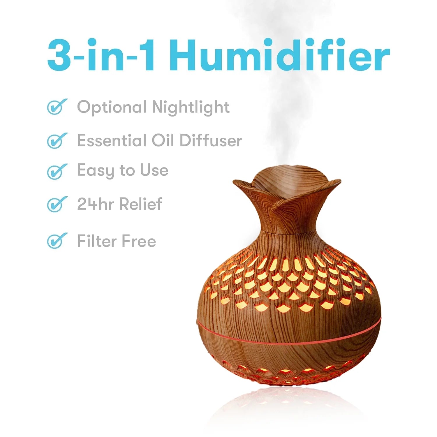 Humidifier for Room Home Cool Mist 600 Sq Ft Water with Night Light Bedroom Humidifiers Small Bohemia Crystal Ball Mood Light